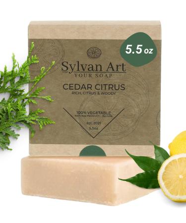 Sylvan Art Cedar Citrus Natural Scent Handmade Organic  Essential Oils Men's Soap Bar Beard Body  Face Wash Bath Nourishing Bar Soap - 5.5 Ounce - Buy Online on GoSupps.com
