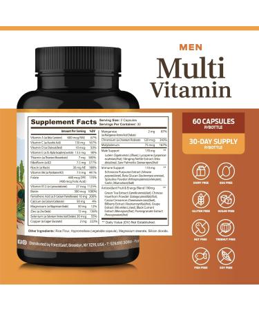 ForestLeaf Daily Vitamin Multivitamin for Men Multi-Vitamin for Men - Mens Multivitamins & Multiminerals Supplement | All Essential Vitamins Needed for Health Longevity & Energy | 60 Veg Caps Men 60 Count (Pack of 1) - Buy Online on GoSupps.com