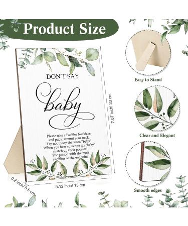 51 Piece Greenery Baby Shower Game Set with Wooden Don't Say Baby Sign - Baby Gender Reveal Party Favor Pink - Buy Online on GoSupps.com