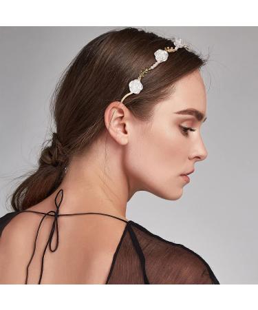 OIIKI 2Pcs Rose Hairband for Women - Metal Gold Floral Headbands with Pearl Accents - Hair Jewelry Accessories for Bride - Valentine Wedding Engagement - Red & White - Buy Online on GoSupps.com