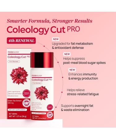 FOODOLOGY Coleology Cut PRO (30Days) - Support Weight Loss and Burn Calories for a Balanced Diet and Regular Activity Nutrient Support Green Tea Extract Rhodiola Rosea Korean Dietary Supplement - Buy Online on GoSupps.com