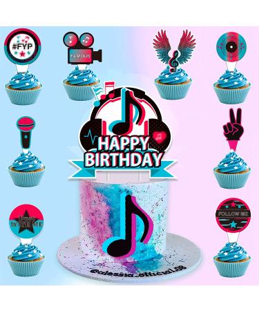 25Pcs TIK Music Happy Birthday Cake Toppers | Girl's Karaoke Party Supplies - Buy Online on GoSupps.com