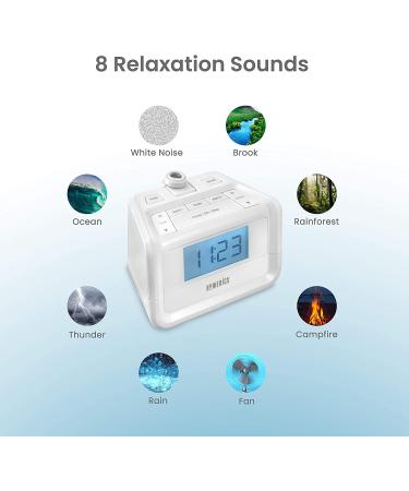 Homedics Sound Machine and Alarm Clock with Time Projection. White Noise Sound Machine with a Digital FM Alarm Clock Radio  8 Sounds  Snooze  Sleep Timer and Night Light - Buy Online on GoSupps.com