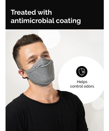 Adult 2-Pack Anti-Microbial Cloth Face Mask - Adjustable & Breathable - 2-Layer Poly-Cotton - Gray - Buy Online on GoSupps.com