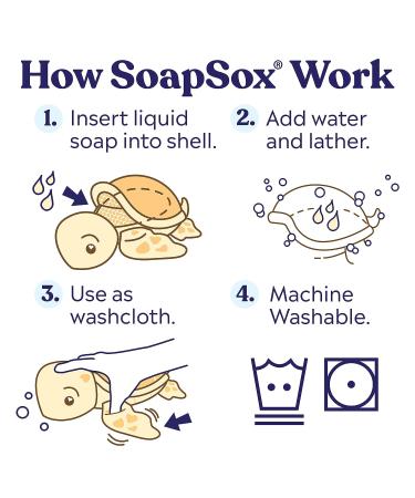 Kids Turtle Exfoliating Bath Scrub - SoapSox Soft Animal Toy Wash Cloth Sponge for Babies & Children - Buy Online on GoSupps.com