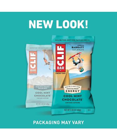 CLIF BARS - Energy Bars - Cool Mint Chocolate - With Caffeine - Made with Organic Oats - Plant Based Food - Vegetarian - Kosher (2.4 Ounce Protein Bars, 24 Count) Packaging May Vary - Buy Online on GoSupps.com
