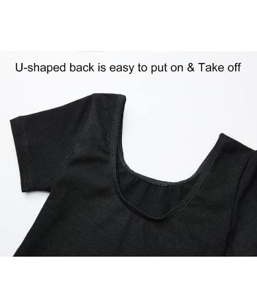 Domusgo Girls Short Sleeve Leotard | Breathable Cotton Dancewear for Children | Black Pink White | Size 7-8 Years - Buy Online on GoSupps.com