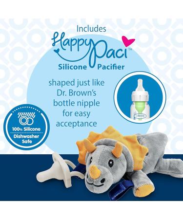 Dr. Brown's HappyPaci 100% Silicone Baby Pacifier 0-6m - Triceratops & Blue - Pack of 4 - Buy Online on GoSupps.com