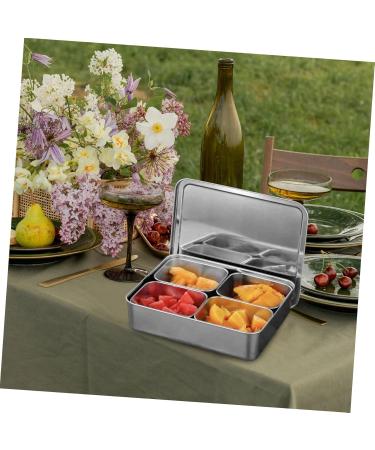 GRIRIW Food Tray Box Lid Holder Kitchen Bar Compartment Prep Compartments Organizer with Garnish Serving Meal Metal Trays - Buy Online on GoSupps.com