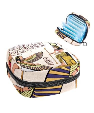GIAPB Period Bag Sanitary Napkin Storage Bag Period Pouch Travel Makeup Bag Egyptian Tribal Art Color2827
