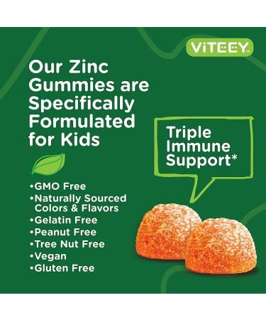 Kid's 3-in-1 Immune Support Gummies | 120 Count Zinc 10MG with Vitamin C & Echinacea | Gelatin-Free, Vegan Pectin Base | Orange Flavor Chewables - Buy Online on GoSupps.com