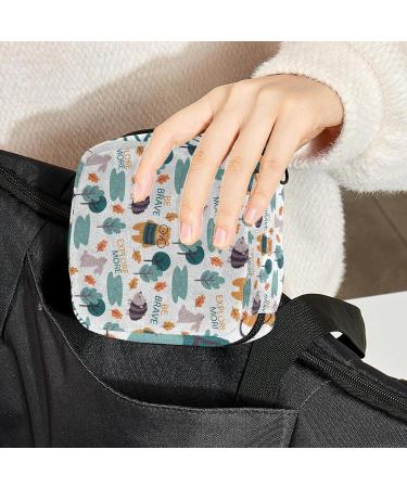 Portable Period Kit Bag for Girls | Forest Animals Life Pattern | Feminine Product Pouch for Pads and Tampons | Multicoloured - Buy Online on GoSupps.com