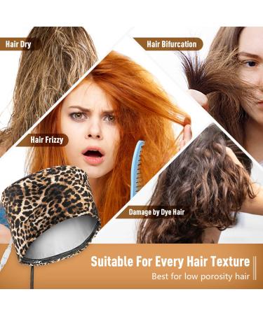 Adjustable Hair Steamer Cap for Deep Conditioning - Leopard Print | Sturdy Material with Intelligent Protection | Includes 2 Reusable Shower Caps - Ideal Gift for Women - Buy Online on GoSupps.com