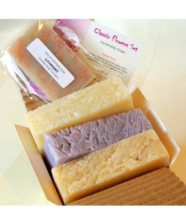 Natural Handmade Soap Gift Set - Rose  Lilac  Gardenia - with Natural/Organic Ingredients
