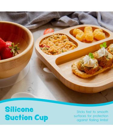 Tiny Dining Children's Segmented Bamboo Dinner Plate with Suction Cup - Ideal for Baby Toddler Weaning - Eco-Friendly Kids Food Plate (Red) - Buy Online on GoSupps.com