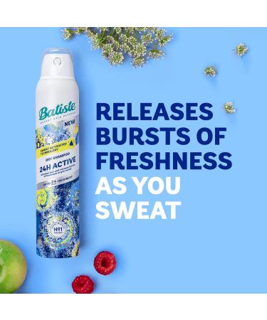 Batiste Dry Shampoo 24H Active Waterless Shampoo No Rinse Shampoo Hair Spray with Uplifting Fragrance Sweat Activated Dry Shampoo Spray Vegan Friendly & Invisible by Batiste Hair Care 200ml - Buy Online on GoSupps.com