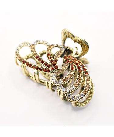 TROTH FASHION Metal Antique Silver Plated Hair Clips Women Crystal Rhinestone Hair Claw Diamante Claw Hair Clamp Anti Slip Large Claw Clips for Thin & Thick Hair Hair Styling Accessories Women Antique Bronze Brown