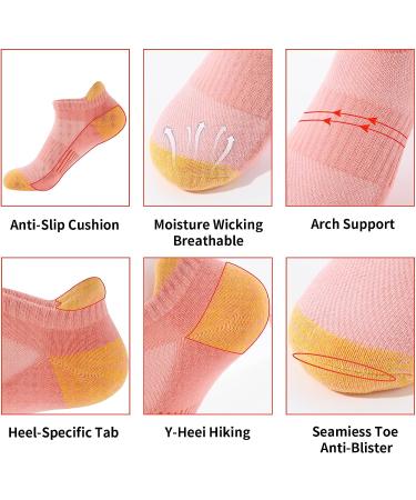 BUDERMMY Women's Running Ankle Socks - 5-6 Pairs Athletic Cotton Cushioned No Show Socks - Size 8-10, Mixed Colors - Buy Online on GoSupps.com
