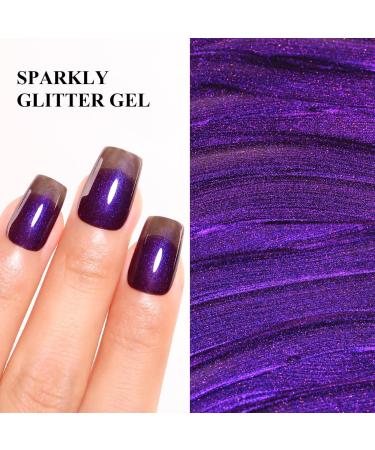 Imtiti Pearl Gel Nail Polish Dark Purple Pearl Iridescent Glitter Gel Polish Soak Off LED UV Diamond Shimmer Sparkle Nail Gel Polish Fall Winter Manicure Gel Nail Polish Kit 15ML - Buy Online on GoSupps.com