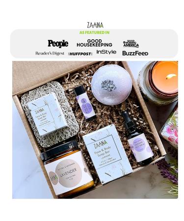 ZAAINA Premium Lavender Spa Gift Set for Women - Luxury Relaxing Self Care Package - Handmade Bath & Body Basket - Ideal Birthday Gift for Her - Buy Online on GoSupps.com