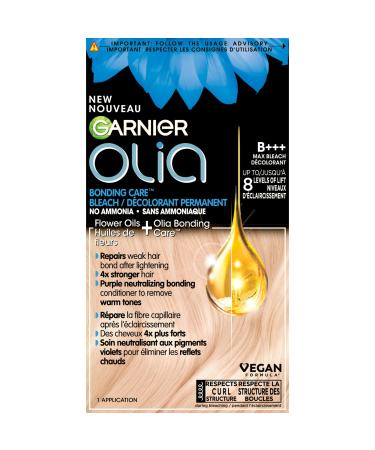 Garnier Olia Permanent Hair Colour Maximum Bleach Ammonia-Free Long-Lasting Hair Shine With 60% Oils 1 Application LIGHT / BLONDE SHADES Bleach +++