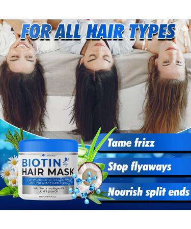 Biotin Hair Mask with Argan Oil - Deep Conditioning Treatment for Dry, Damaged Hair - Split End Repair and Hydrating Moisturizer - Buy Online on GoSupps.com