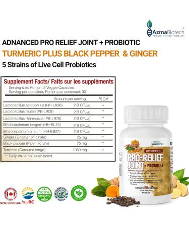 AzmaBiotech Turmeric Supplements for Joint & Gut Health 1050mg Curcumin with Black Pepper Ginger & Probiotics 10 Billion CFU Advanced Inflammation Relief Vegan Non-GMO 90 Veggie Capsules Made in Canada Tumeric Curcumin with Ginger & Black Pepper - Buy Online on GoSupps.com