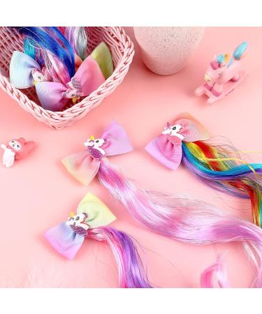 6 Colors Unicorn Bow Clips with Glitter Butterfly Hair Extensions - Princess Dress Up Headdress for Girls - Buy Online on GoSupps.com