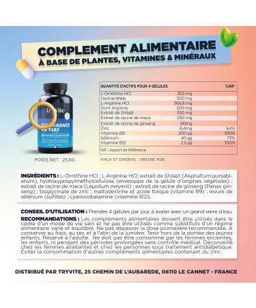 Formule Am lior e Testo Endurance & Vitalit Masculine | Avec Shilajit Maca Ginseng L-Arginine & Zinc | TRYVITE ENDURANCE&PERF 2026 60 G lules - Buy Online on GoSupps.com