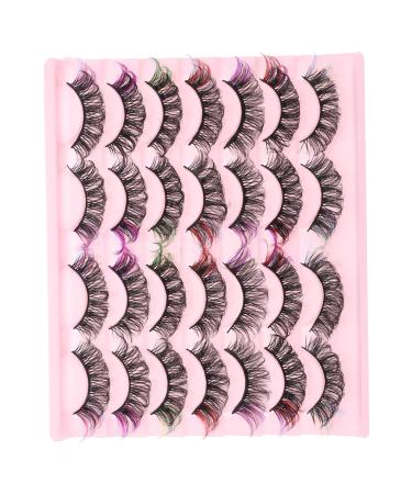 minkissy 14 Pairs Fake Eyelashes False Lashes Lash Extensions Individual Lashes with Color Individual Lashes Colored Eyelashes Cluster Lashes Color Lashes Imitation Extend Fluffy