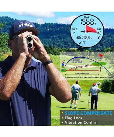 Golf Rangefinder with Slope | 1000 Yard Range Finder with Magnetic Holder | USB C Rechargeable & 6X Magnification | High-Precision Flag Lock Vibration | Fast Focus | White - Buy Online on GoSupps.com