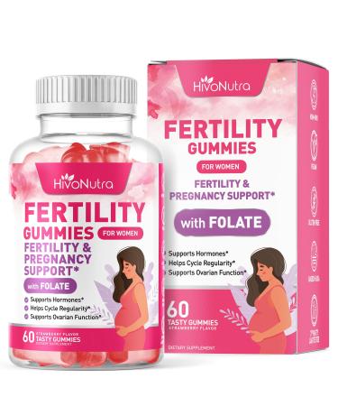 HivoNutra Fertility Supplement Gummies for Women - Prenatal Vitamin with Folic Acid (Folate) to Support Healthy Pregnancy - Conception Supports Hormones & Ovarian Function 60 Count (Pack of 1)