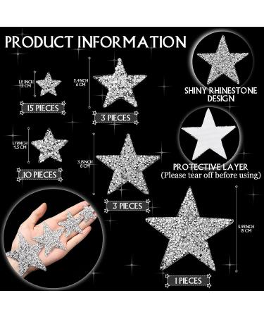 32 Iron On Star Patches - Rhinestone Silver | DIY Clothing Repair & Decoration - Buy Online on GoSupps.com