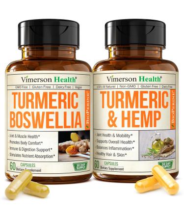 Boswellia Turmeric Curcumin Supplement with Hemp Seeds & Lemon Balm Extract Joint Health & Mobility with Black Pepper for Absorption Natural Joint Supplement