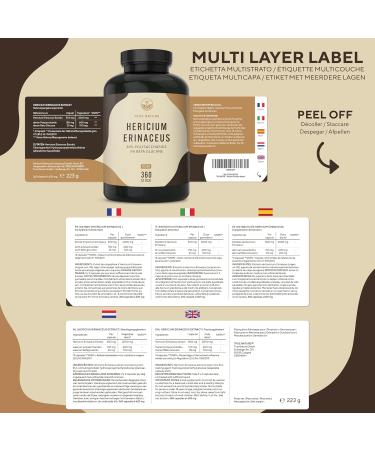 Lions Mane Mushroom 360 Capsules - 30:1 Extract 60 000mg Vegan Lab Tested - True Hericium Erinaceus - Made in Germany - Buy Online on GoSupps.com