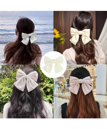 Asheyya Bow for Hair Clip Solid Color Soft Satin Silky Hairbows for Women Girls (White) - Buy Online on GoSupps.com