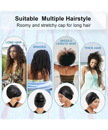 Vorshape Extra Large Swim Cap for Braids and Dreadlocks - Long Hair Adult Swim Cap for Women - Keep Hair Dry - Black - Buy Online on GoSupps.com