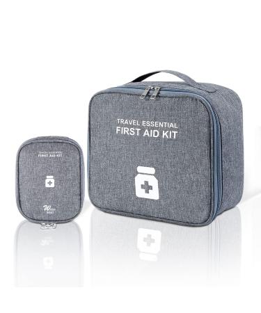 Vavicrap medication bag 2 pieces of medication bag large portable small travel pharmacy bag empty first help medication storage waterproof capacity bag for home travel-gray