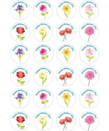 Mother's Day flowers 24 pre-cut edible party decorations Wafer Paper Cupcake Topper Cake - Buy Online on GoSupps.com