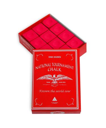 Silver Cup National Tournament Pool cue Billiard Premium Chalk - ONE Dozen Red