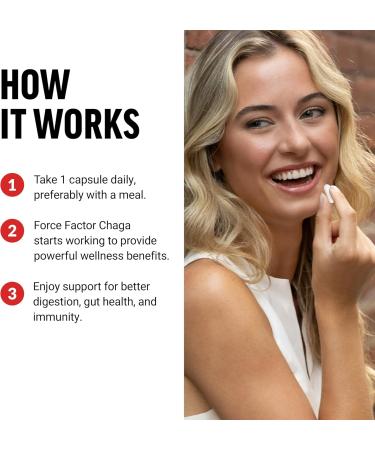 Force Factor Chaga Mushrooms Capsules Mushroom Supplement to Support Gut Health and Digestion Made from Real Mushrooms Vegan Non-GMO 120 Capsules - Buy Online on GoSupps.com