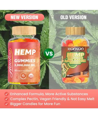 HOOLOO Hemp Gummies for Happier Bedtimes & Focus Extra Strength 2 800 000mg Hemp Oil Infused Gummy Bears Fruity Sugar Free Made in USA 2 800 000 - 2 Packs - Buy Online on GoSupps.com