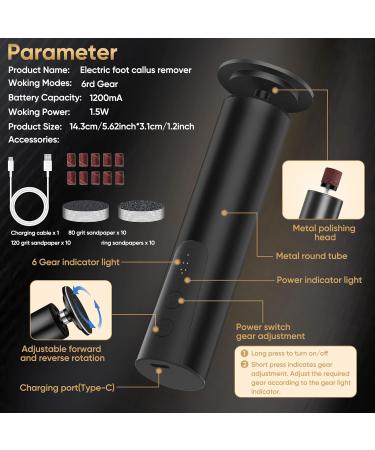 Buy Electric Foot Callus Remover | 2 in 1 Rechargeable Pedicure Tool | 6 Speed Adjustable Foot File & Nail Grinder - Buy Online on GoSupps.com