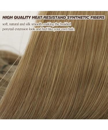 BARSDAR 86cm Braided Ponytail Extension - Soft Synthetic Hair - Light Golden Brown & Pale Gold Blonde for Women - DIY Hair Accessories - Buy Online on GoSupps.com