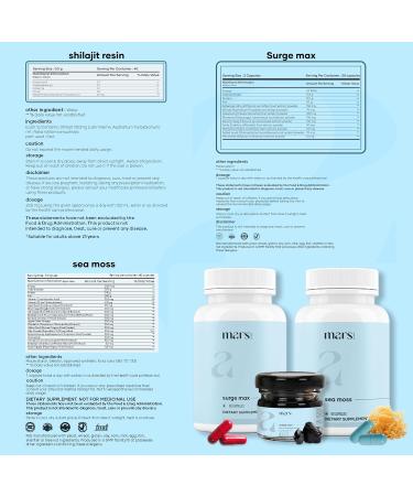 Mars by GHC Performance Plus Combo | Surge Max Shilajit Resin Black Seed & Sea Moss Capsules | Overall Wellbeing Combo - Buy Online on GoSupps.com