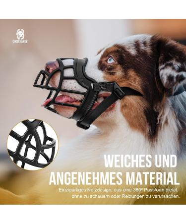 Oneigris Soft Muzzle for Dogs - Durable Adjustable Rubber Muzzle for Medium & Large Dogs | Prevents Barking & Biting (XXL) - Buy Online on GoSupps.com