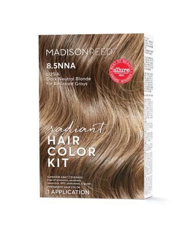 Madison Reed Radiant Hair Color Kit, Dark Neutral Blonde for Resistant Grays 8.5NNA Lusia Dark Blonde, 100% Gray Coverage, Ammonia-Free, Permanent Hair Dye, Pack of 1 1 Count (Pack of 1) Lusia Dark Blonde - 8.5NNA