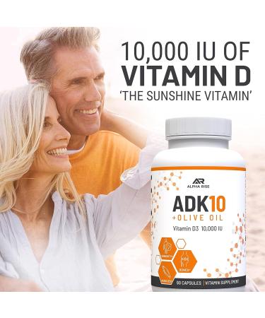 ALPHA RISE Best Over-The-Counter Prostate Support - Prostate Health Supplement for Men (60 Capsules) + ADK 10 Vitamin Supplement + Olive Oil for Better Absorption (90 Vegetarian Capsules) - Buy Online on GoSupps.com