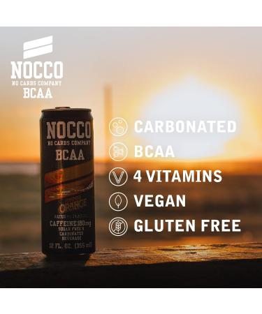 NOCCO Zero Sugar Energy Drink - Blood Orange - Pack of 12 - 12 Fl Oz. - Buy Online on GoSupps.com