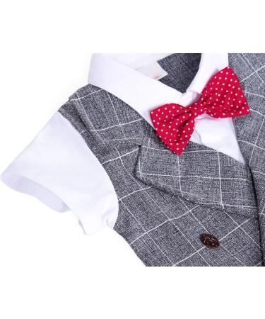 AmzBarley Baby Boys Gentlemans Outfit Suit | Long/Short Sleeve Shirt Pants Vest Bowtie Romper | Grey 6-12 Months - Buy Online on GoSupps.com